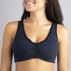 Brassiere Bleu Marine volant Noir