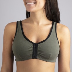 BRASSIERE KAKI VOLANT NOIR