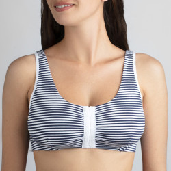 Brassière en Coton Bio "Lison" [Bleu rayé Blanc]