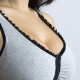 Brassière en Coton Bio "Lison" [Gris clair volant Noir]